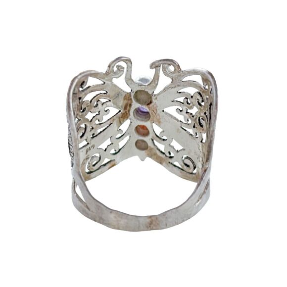 AS IS Charles Winston Sterling Silver Filigree Amethyst Butterfly Ring Size 7 - Picture 3 of 9